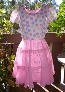 Square Dance Vintage 70's Dress Polka Dot Baby Doll Puff Rockabilly Costume