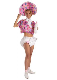 Baby Doll Pink Big Diaper Bonnet Bib Halloween Adult Costume