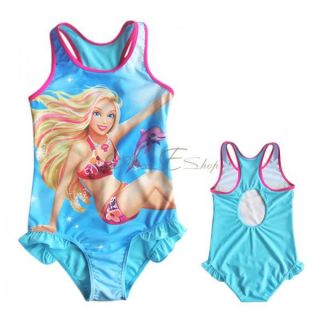 Girl Kid Barbie Swimsuit Swimming Costume Beachwear Bathing Suit Swimwear Sz 3 8