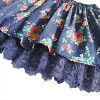 Girls Kids Floral Flower Layered Ruffle Skirt Dress Tutu Party Costume Sz 3 7