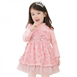 Girl Kid Lace Rose Pageant Party Formal Dress Baby Tulle Tutu Skirt Clothes 3T 7