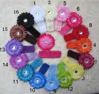 Girls Daisy Flower Baby Hair Bows Clip Headband Party Wedding Crochet Headband