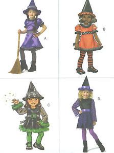 Toddler Childs Witch Costume Sewing Pattern A Line Dress Apron Hat Easy 4629