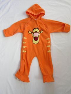 Disney Baby 18M Tigger Tiger Fleece Romper Costume Hood Orange Pooh Zip Front