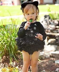 Toddler Black Cat Kitty Halloween Costume Romper Onesie Baby Infant Outfit