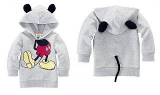 Kids Baby Girls Mickey Mouse 3D Ear Tail Hoodie Up Sweatshirt Costume 1 2years