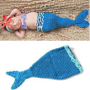 New Baby Newborn Infant Pant Knit Prop Clothes Outfit Fish Design Girls Gift