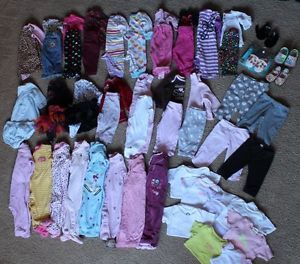 Huge Lot Baby Girl Clothes 3 6 Months 56 Pieces Outfits Pajamas Onesies