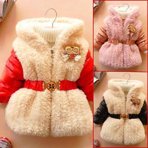 Christmas Baby Girl Clothes Winter Coat Black Red Belt Coat Baby Dress 12M 4Y