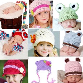 Newborn Crochet Knit Baby Hat Girl Boy Diaper Photography Prop Costume Hat Cap