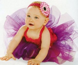 Purple w Pink Flower Tutu Infant 0 6 Months Infant Baby Halloween Costume