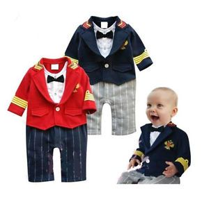 0 18M Baby Boy Unique Costume Party Dress Suit Capatin Imperial Soldier