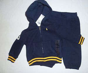 Baby Boys Polo Ralph Lauren Hoodie Pants Outfit Set Clothes Sz 0 3M 3 Months