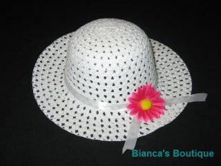 New "White Daisy" Dress Up Party Girls Easter Straw Hat Clothes Toddler Kids Tea