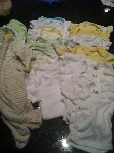 Lot of Neutral Unisex Baby Clothes Size Newborn and 0 3 Months