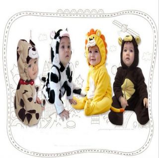 Baby Boys Girls Hoodie Jumper Romper Fleece Animal Play Suit Outfit Costume