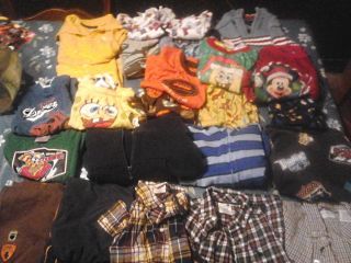 Boys Toddler Huge Clothes Lot Size 3T 24 Pieces Name Brands PJ Sweater Shirt