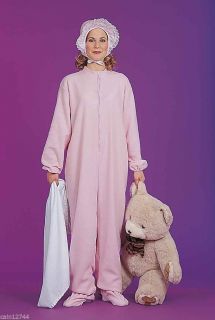 Pink Adult Footie Jammies Big Baby Girl Pajamas Dress Up Halloween Costume