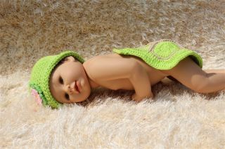 New Handmade Baby Crochet Knit Tortoise Hat Turtle Costume Photo Prop Green Grey