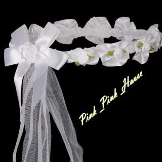 P049 White Wedding Jewelry Flower Girl Hair Wreath