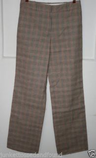 Faconnable Women's Multi Colored Plaid Linen Blend Pants Slacks Sz 6 625