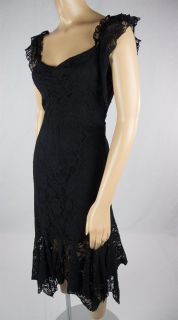 Joseph Ribkoff Couture Black Floral Lace Evening Cocktail Dress Sz 10 M