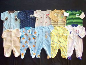 Baby Boy Newborn 0 3 3 3 6 Months Pajama Sleepers Clothes Lot