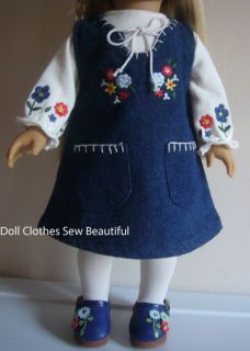 18 inch Doll Clothes Denim Embroidered Jumper Top WOW