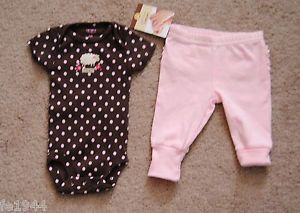 Carters Baby Girls Clothing Newborn Bodysuit Leggens 2pc Lot