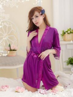 Women Noble Sexy Chiffon Lingerie Sleepwear Nightdress Robes Lace G String Gown