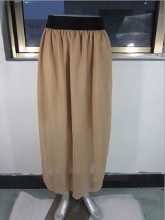 Sexy Womens Lady Chiffon Elastic Waist Bust Skirt Pleated Retro Maxi Long Dress