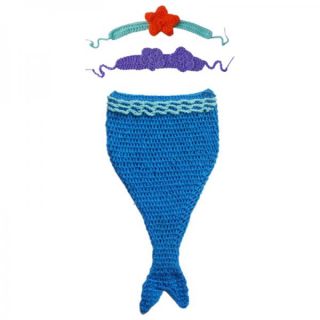 3pcs Infant Girl Kid Baby Knit Crochet Little Mermaid Costume Outfits 0 12months