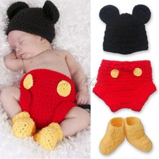 Mickey Mouse Costume Baby Boys 6 12 Months Kids Crochet Knit Outfit Photo Props
