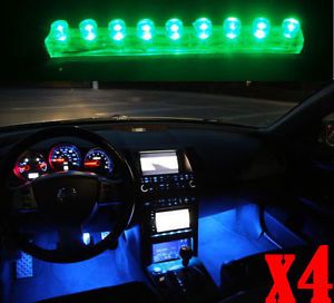 4 x Green 9 LED Strip Motorcycle Car Boat Home ATV Pod Accent Light 12V Bar