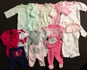 Carter's Baby Girl Newborn Clothes 15 Piece Lot Preemie Size
