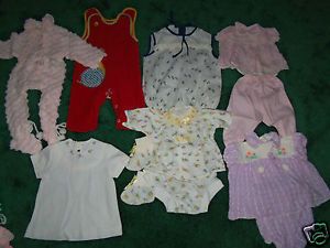 Vintage 60 Piece Baby Infant Girl Clothing Lot Dresses Sleepers Shoes Booties