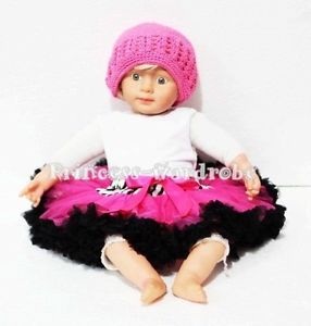 Newborn Baby Zebra Hot Pink Black Pettiskirt Party Skirt Dress Tutu 3 12 Month