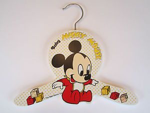 Vintage Disney Baby Clothes Hanger Mickey Mouse Wooden USA Made Nursery Decor