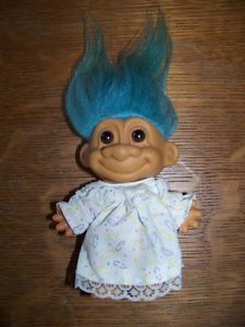 Russ 4" Troll Doll Clothes Vintage Baby Blue Hair GUC Collectable Retro Toy