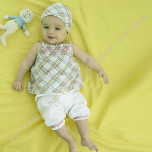 Girl Kids Baby Toddler 0 3Y 3pcs Grid Top Pants Scarf Outfit Set Clothing FT83