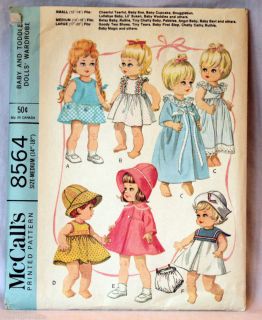 Uncut 14" 18" McCalls Wardrobe Clothes Baby Infant Dolls Sewing Pattern Vintage