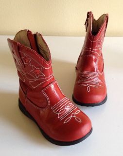Baby Toddler Girls Pediped Carrie Red Leather Cowboy Boots 6 6 5 EU 22 Shoes