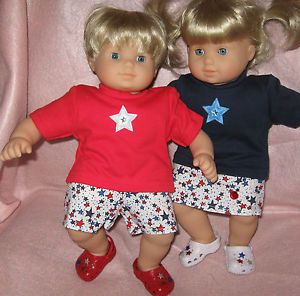 Doll Clothes White Stars Sets Shoes Fit American Girl Bitty Baby Twins