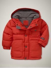 Baby Gap Solid Warmest Jacket Coat Plush Down Fill Flame Color Boy New