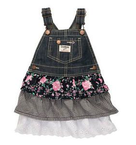 OshKosh Carter's Tiered Denim Jumper Dress Baby Girl Clothes 12 18 24 Months