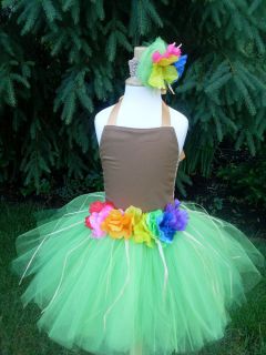 Luau Tutu Dress Pageant Rainbow Birthday Grass Skirt Hawiian Costume
