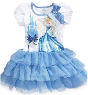 New Disney Cinderella Light Blue Girls Tutu Dress Size s 2 3 4