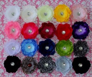 Peony Flowers Clips Crochet Headband Wholesale Lot 24 Baby Girls Pin Up