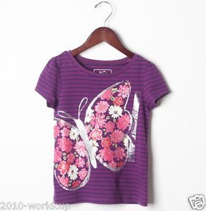 NWT Kids Clothes Baby Girl T Shirt Purple Short Sleeve Shirt TOP SZ 6 Fit 5 6Y