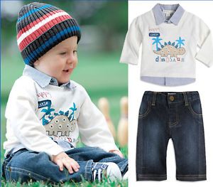 Dinosaurs Baby Boy's Tops Shirts Denim Pants Outfits 2pcs 1 5Y Clothing 157